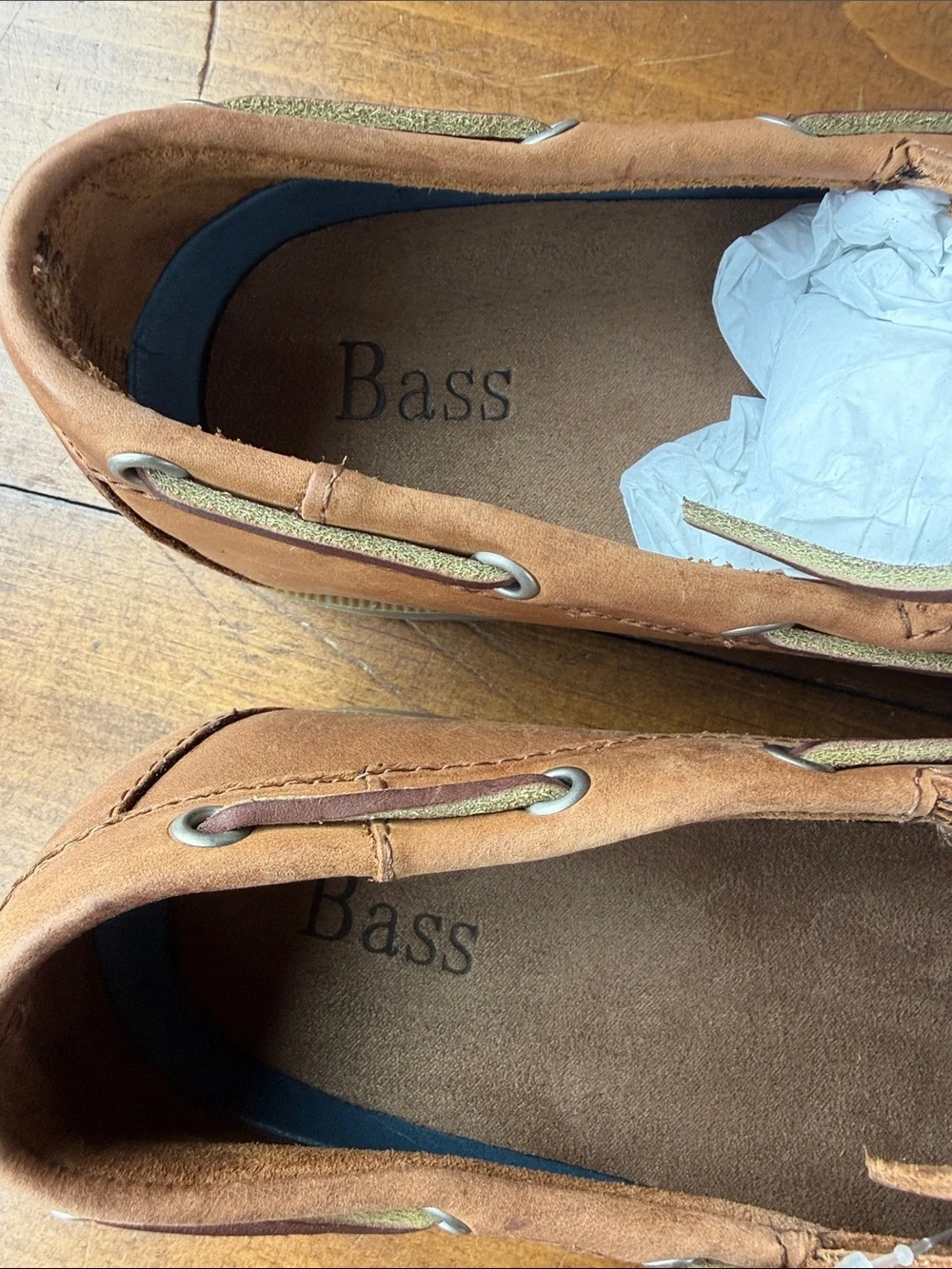 Bass Seafarer Caramel Boat Shoe Slip On Sz 9